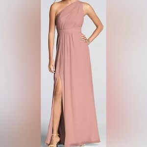 David’s Bridal 1 Shoulder with Front Split Plus Size Long Dress - Prom / Wedding